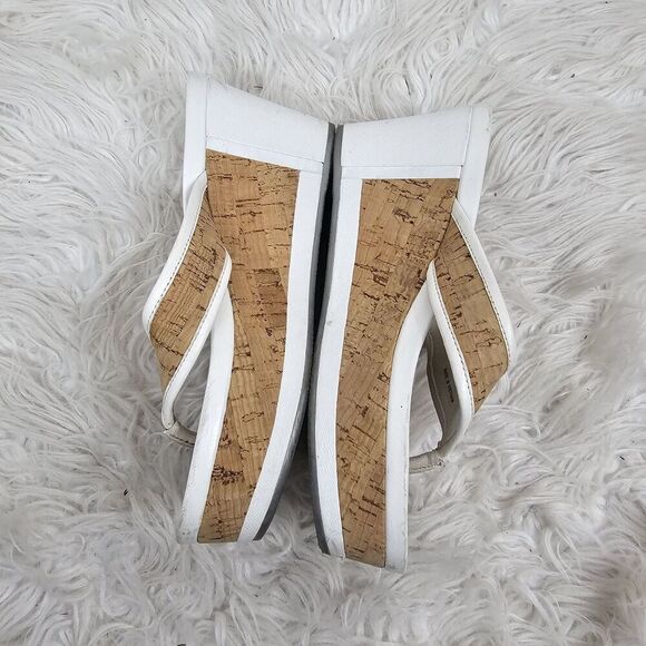 Vintage Prada Wedges 37 Cork Flip Flop Thong White - Picture 2 of 6